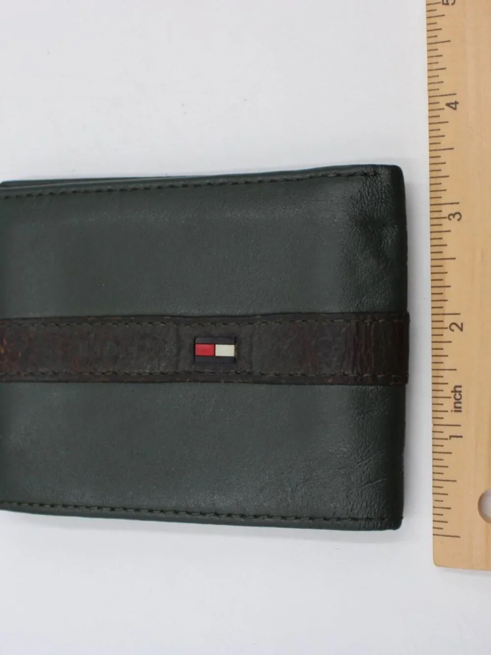 Tommy Hilfiger Genuine Leather Bifold Wallet Gray Black Logo Multi Card Slots